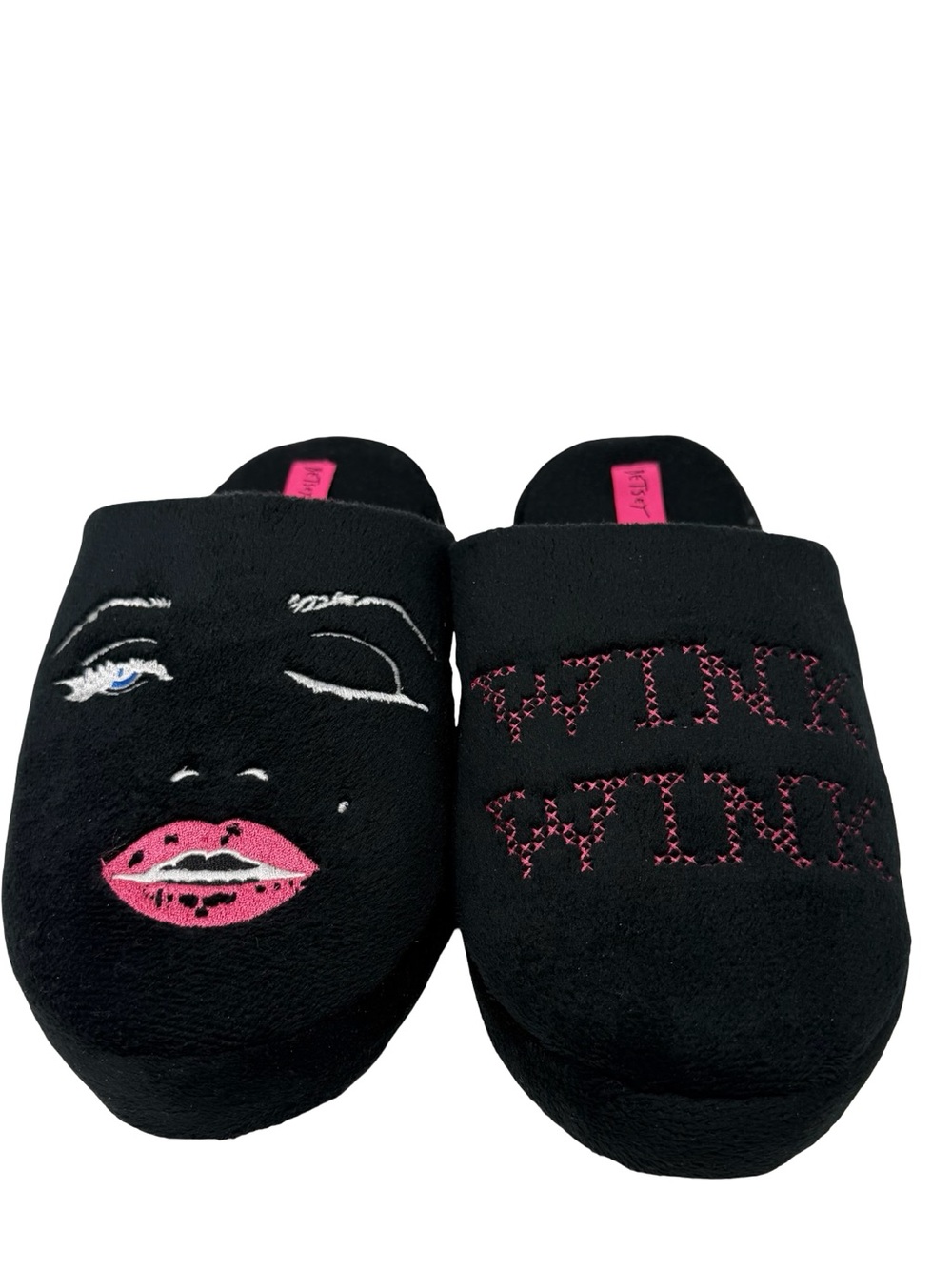 Betsey Johnson Marilyn Monroe Face & Wink Wink Velour Slippers M/L